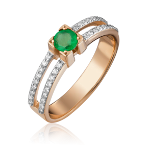 Кольцо из красного золота с изумрудом и бриллиантами 01-0183-00-106-1110-30