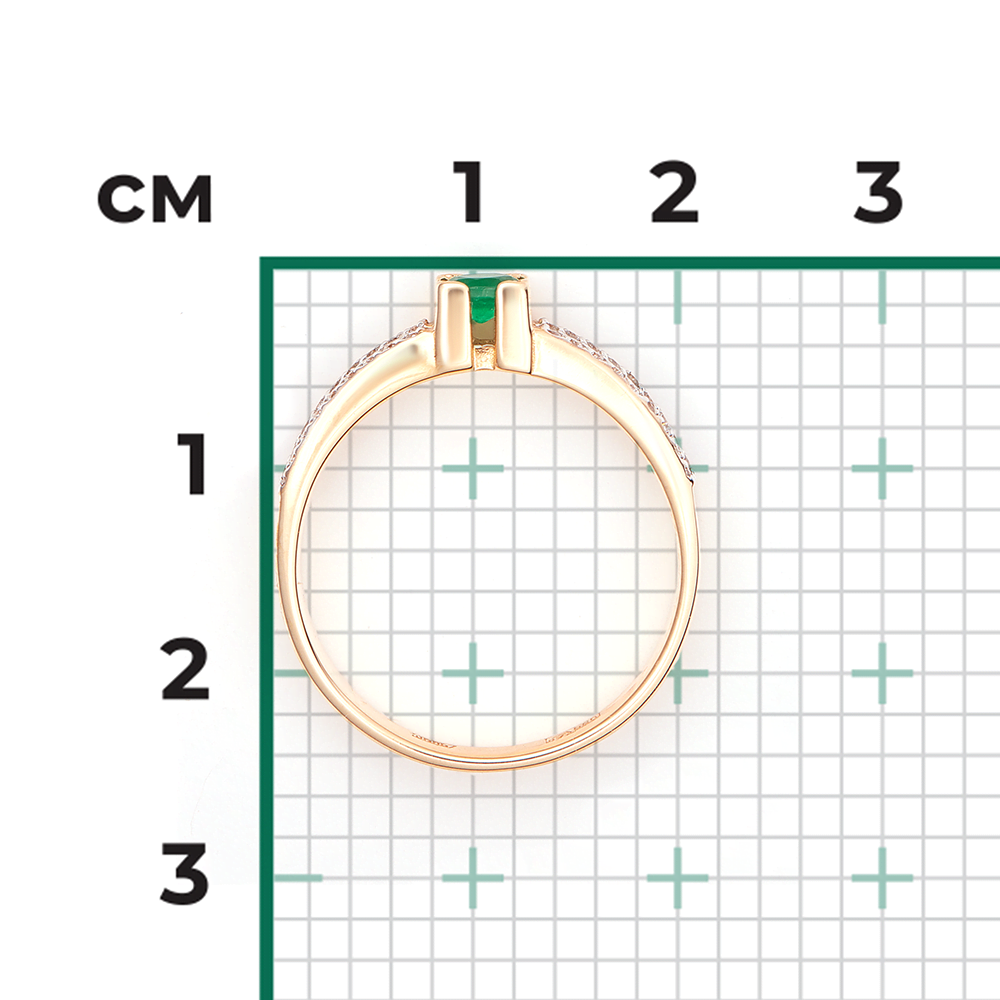 Кольцо из красного золота с изумрудом и бриллиантами 01-0183-00-106-1110-30
