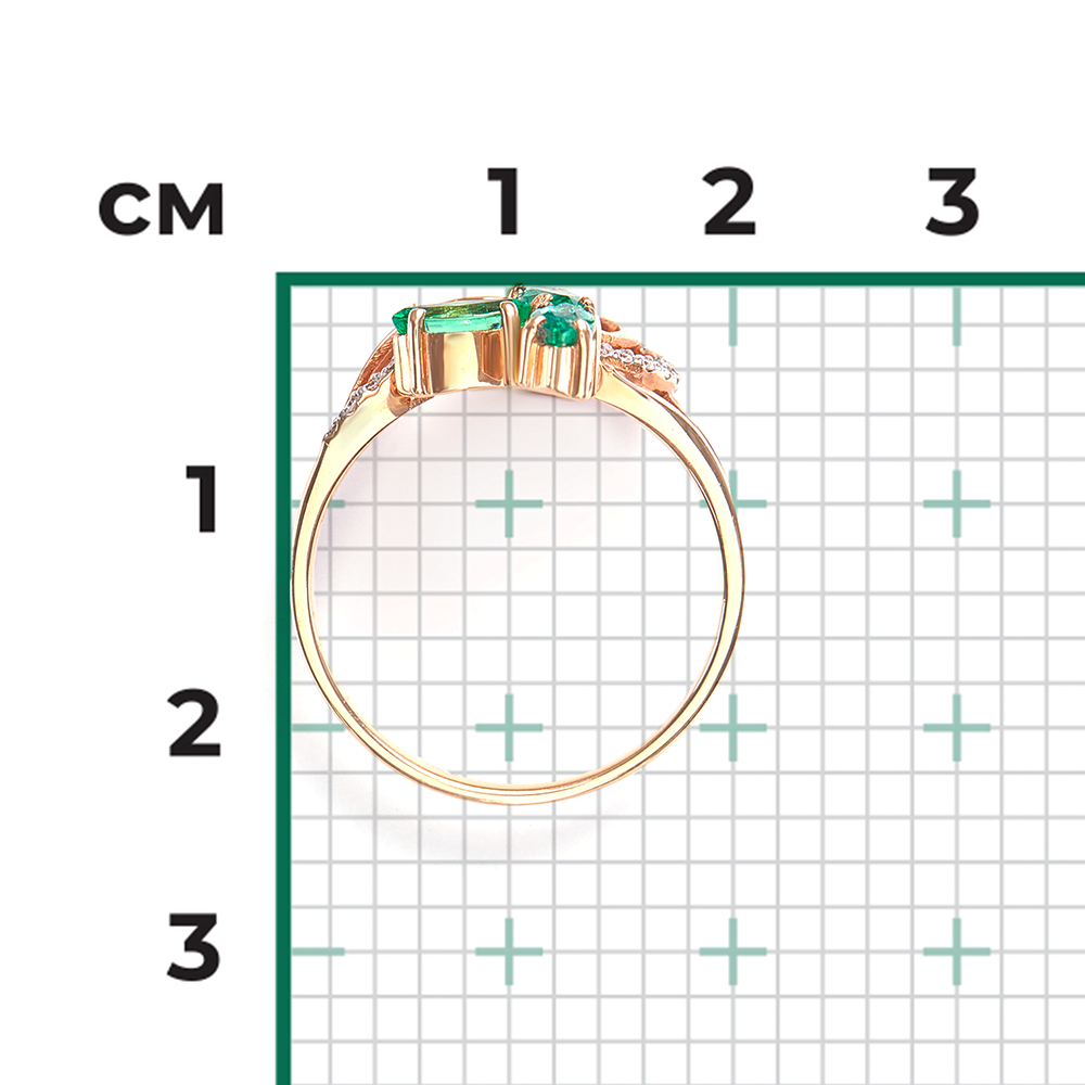 Кольцо из красного золота с изумрудами и бриллиантами 01-0185-00-106-1110-30