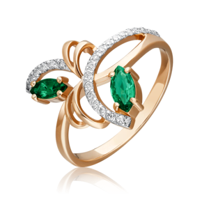 Кольцо из красного золота с изумрудами и бриллиантами 01-0189-00-106-1110-30