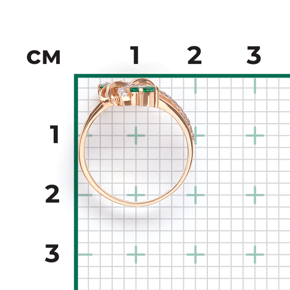 Кольцо из красного золота с изумрудами и бриллиантами 01-0189-00-106-1110-30