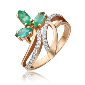 Кольцо из красного золота с изумрудами и бриллиантами 01-0191-00-106-1110-30