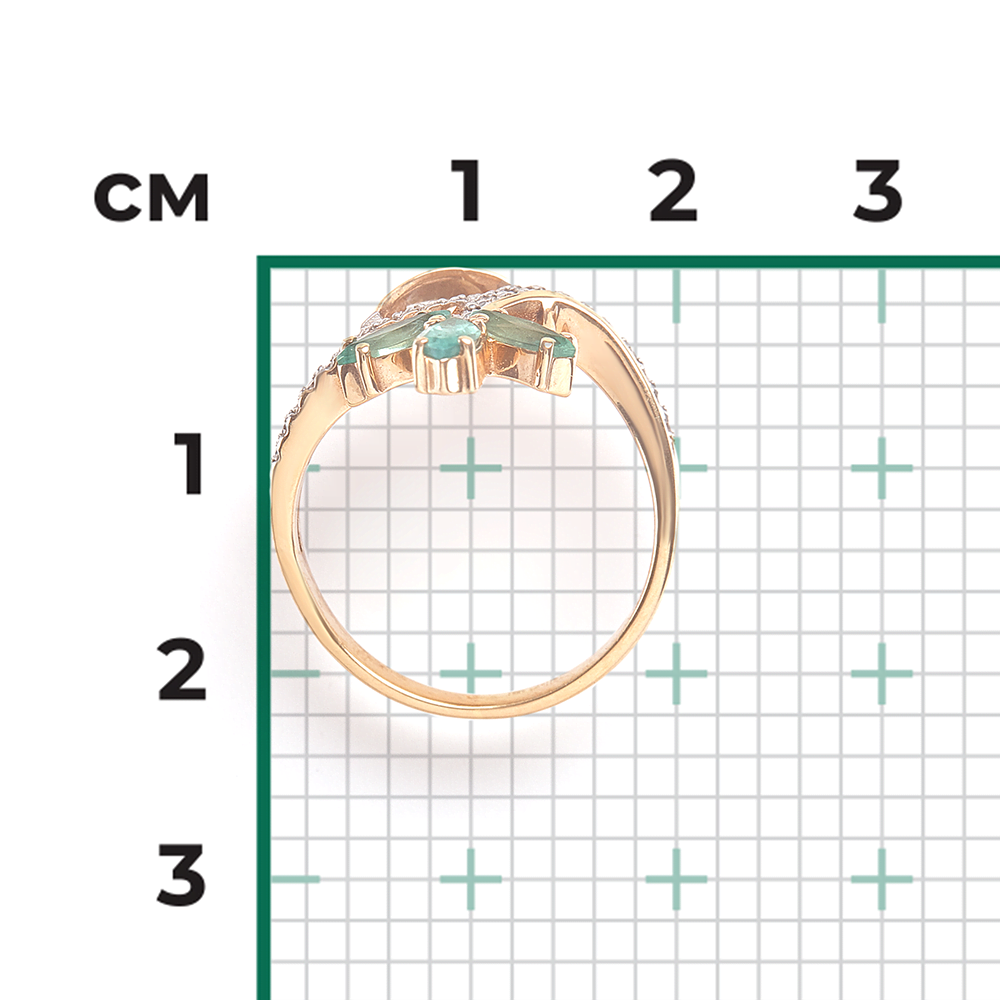 Кольцо из красного золота с изумрудами и бриллиантами 01-0191-00-106-1110-30