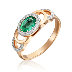 Кольцо из красного золота с изумрудом и бриллиантами 01-0196-00-106-1110-30