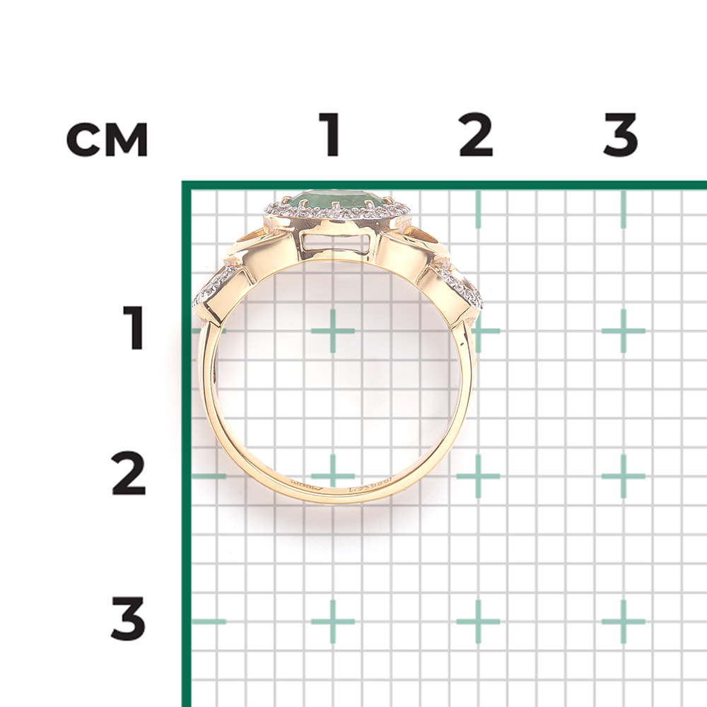 Кольцо из красного золота с изумрудом и бриллиантами 01-0196-00-106-1110-30