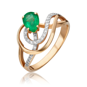 Кольцо из красного золота с изумрудом и бриллиантами 01-0214-00-106-1110-30