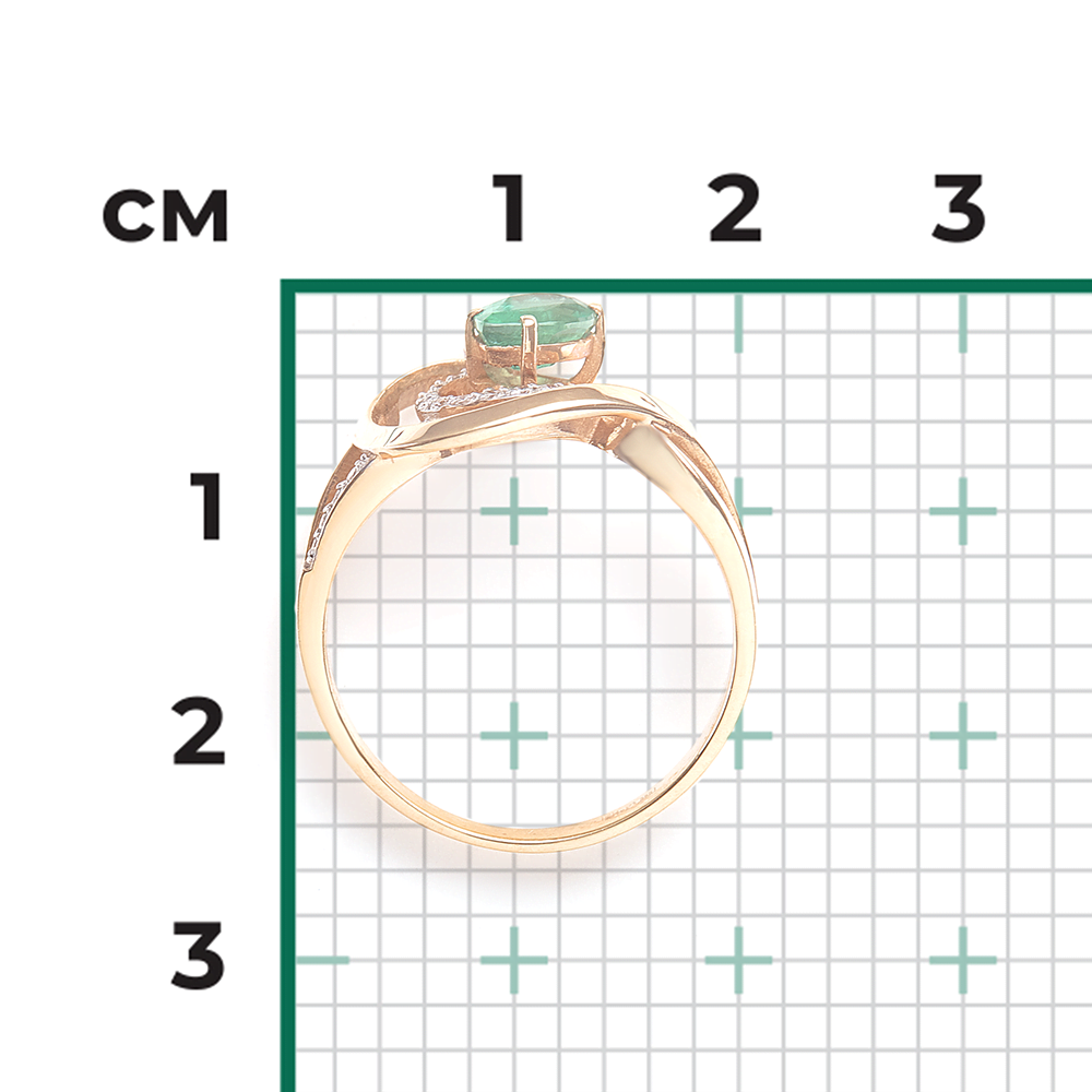 Кольцо из красного золота с изумрудом и бриллиантами 01-0214-00-106-1110-30