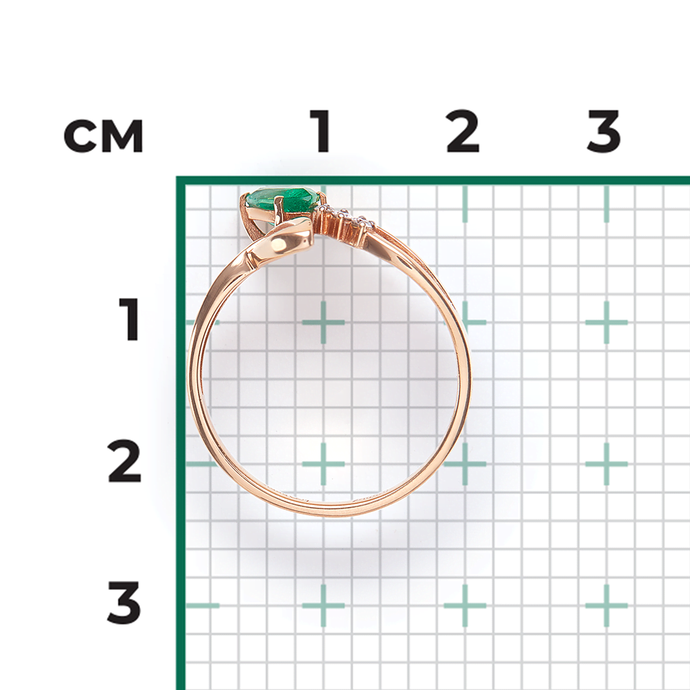 Кольцо из красного золота с изумрудом и бриллиантами 01-0216-00-106-1110-30