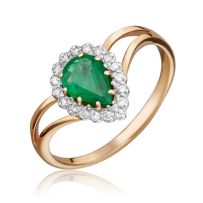 Кольцо из красного золота с изумрудом и бриллиантами 01-0218-00-106-1110-30