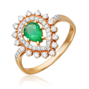 Кольцо из красного золота с изумрудом и бриллиантами 01-0220-00-106-1110-30