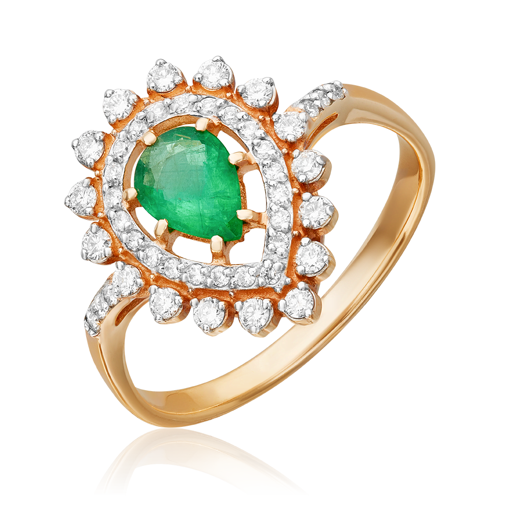 Кольцо из красного золота с изумрудом и бриллиантами 01-0220-00-106-1110-30