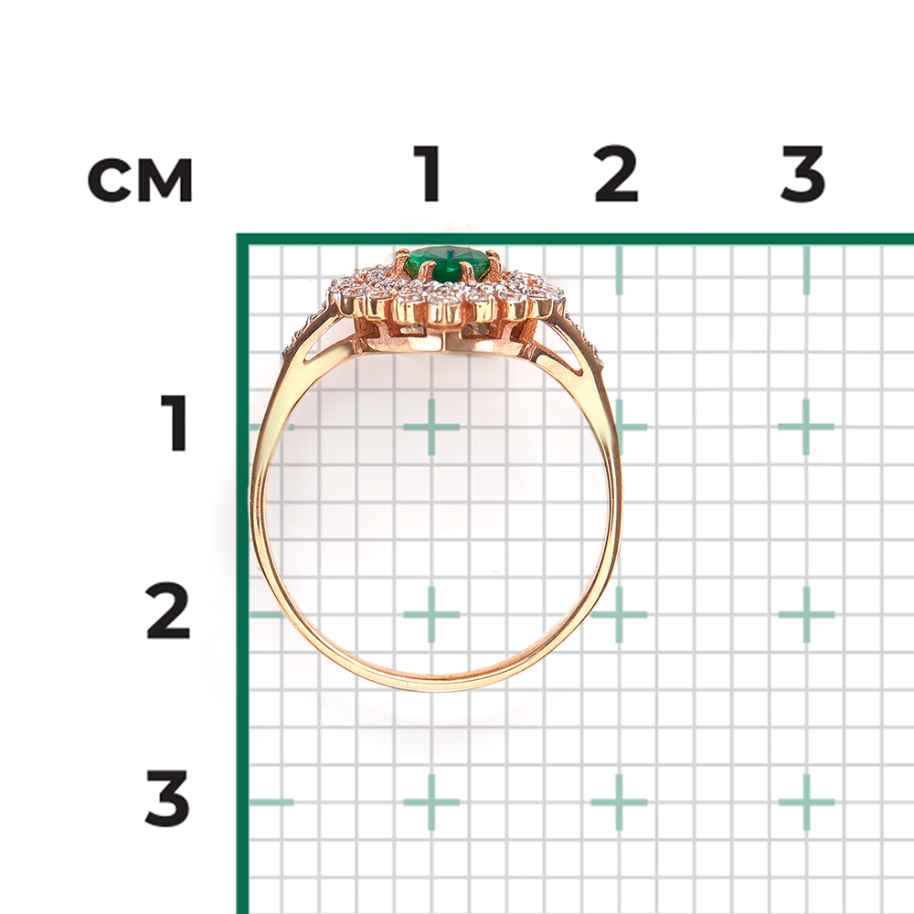 Кольцо из красного золота с изумрудом и бриллиантами 01-0220-00-106-1110-30