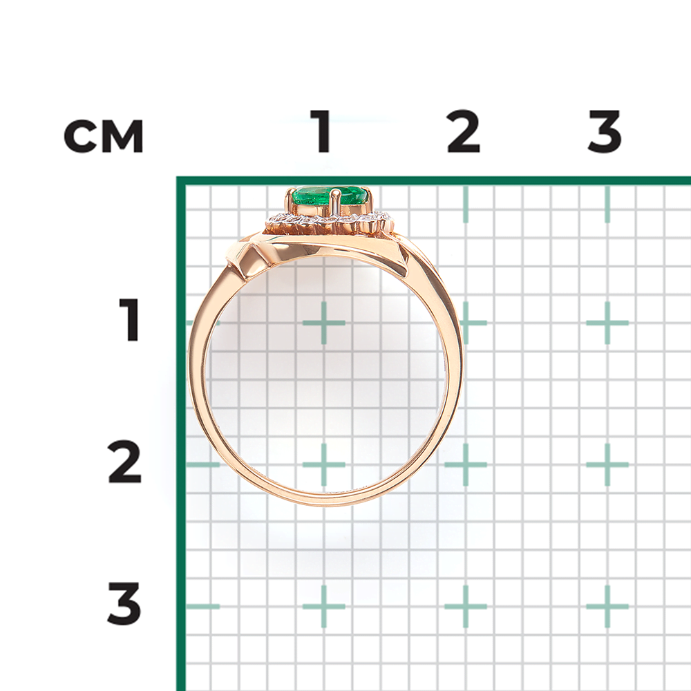 Кольцо из красного золота с изумрудом и бриллиантами 01-0222-00-106-1110-30