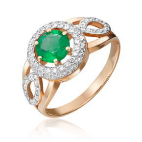 Кольцо из красного золота с изумрудом и бриллиантами 01-0224-00-106-1110-30