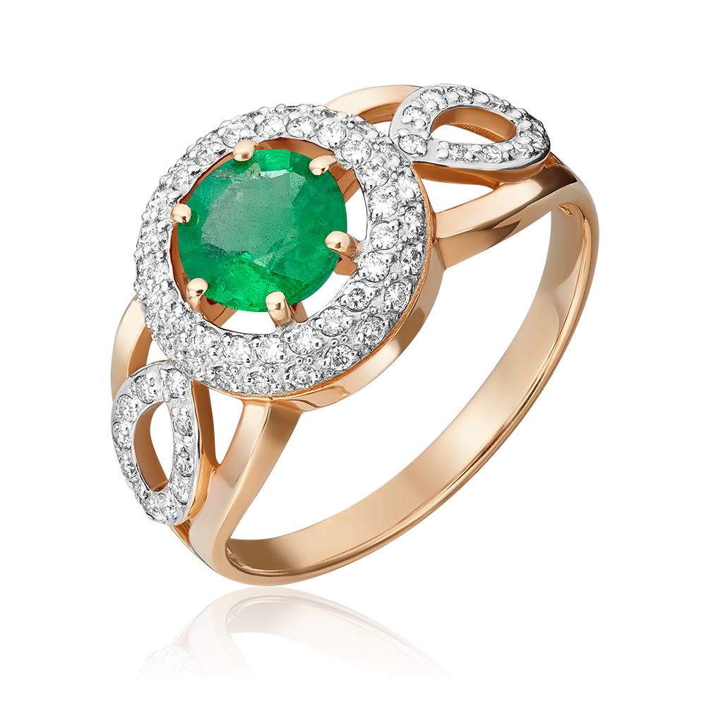 Кольцо из красного золота с изумрудом и бриллиантами 01-0224-00-106-1110-30