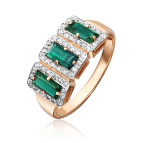 Кольцо из красного золота с изумрудами и бриллиантами 01-0226-00-106-1110-30