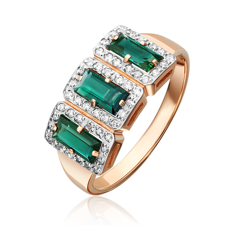 Кольцо из красного золота с изумрудами и бриллиантами 01-0226-00-106-1110-30