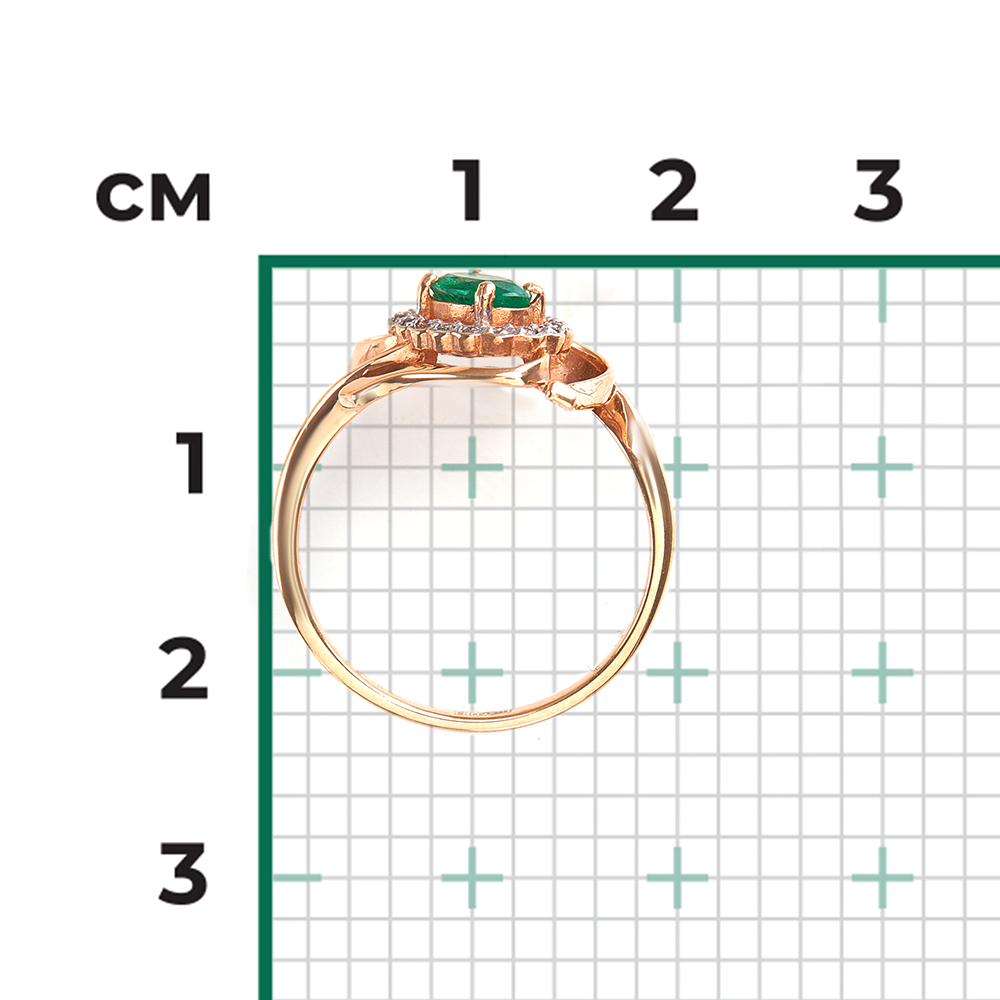 Кольцо из красного золота с изумрудом и бриллиантами 01-0228-00-106-1110-30