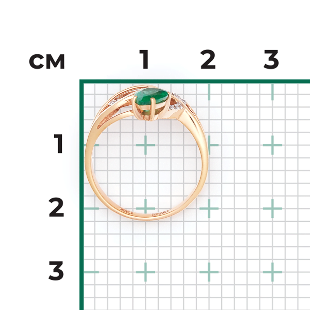 Кольцо из красного золота с изумрудом и бриллиантами 01-0230-00-106-1110-30