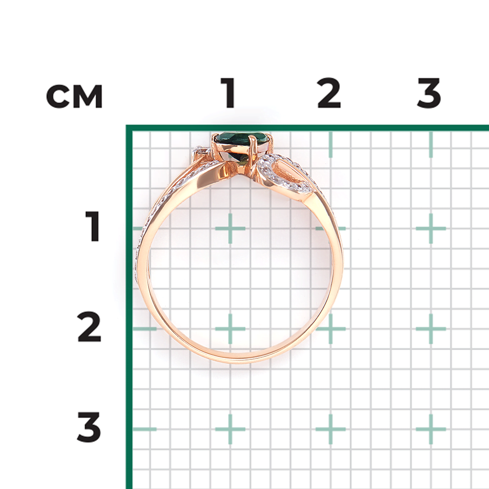 Кольцо из красного золота с изумрудом и бриллиантами 01-0232-00-106-1110-30