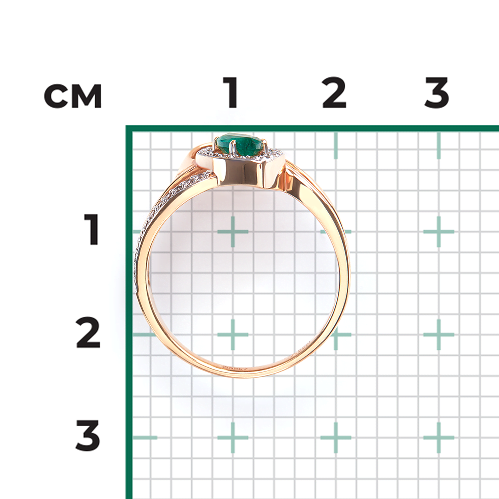 Кольцо из красного золота с изумрудом и бриллиантами 01-0245-00-106-1110-30