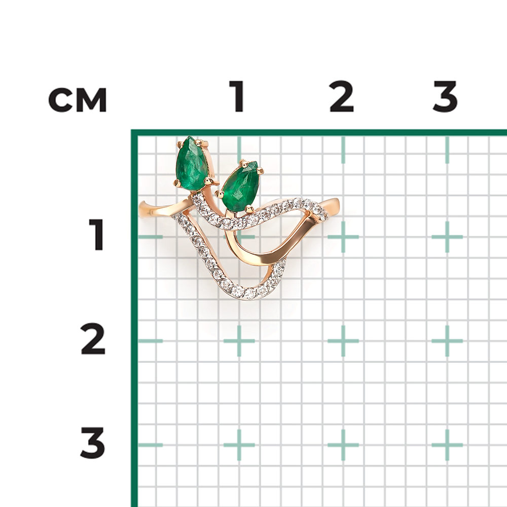 Кольцо из красного золота с изумрудами и бриллиантами 01-0257-00-106-1110-30