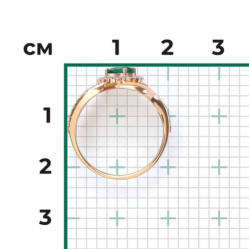 Кольцо из красного золота с изумрудом и бриллиантами 01-0259-00-106-1110-30
