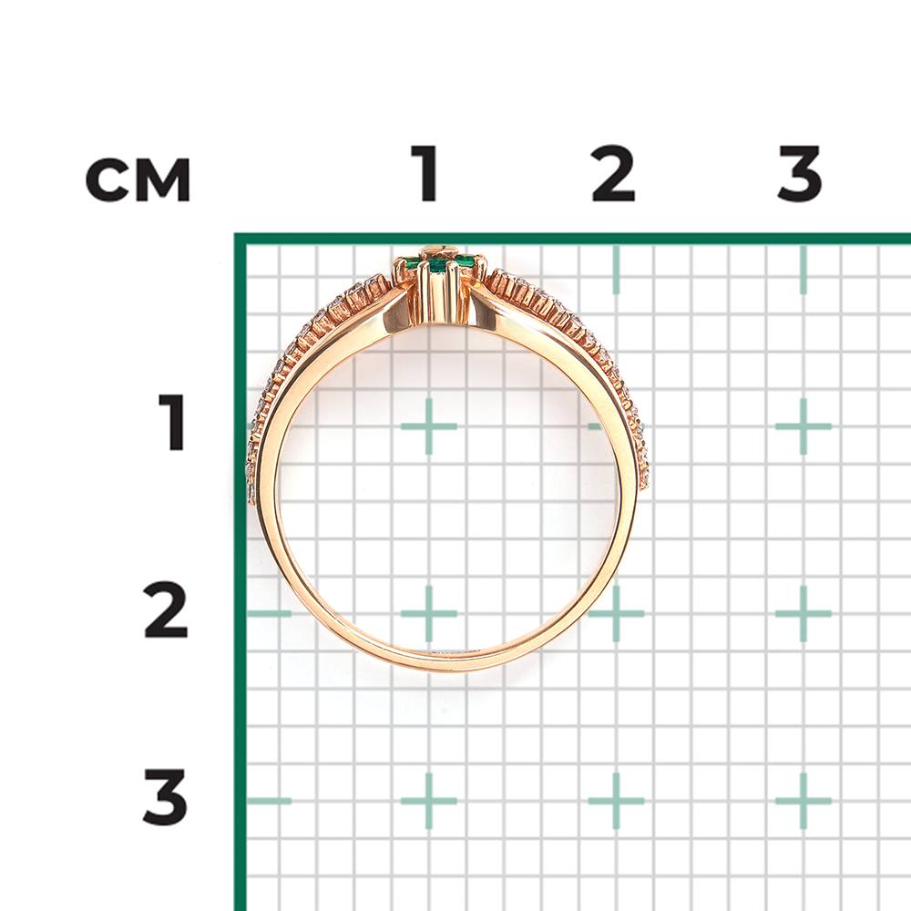 Кольцо из красного золота с изумрудами и бриллиантами 01-0271-00-106-1110-30