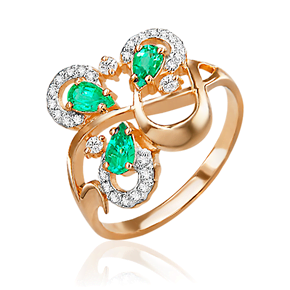 Кольцо из красного золота с изумрудами и бриллиантами 01-0277-00-106-1110-30
