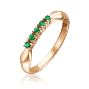 Кольцо из красного золота с изумрудами