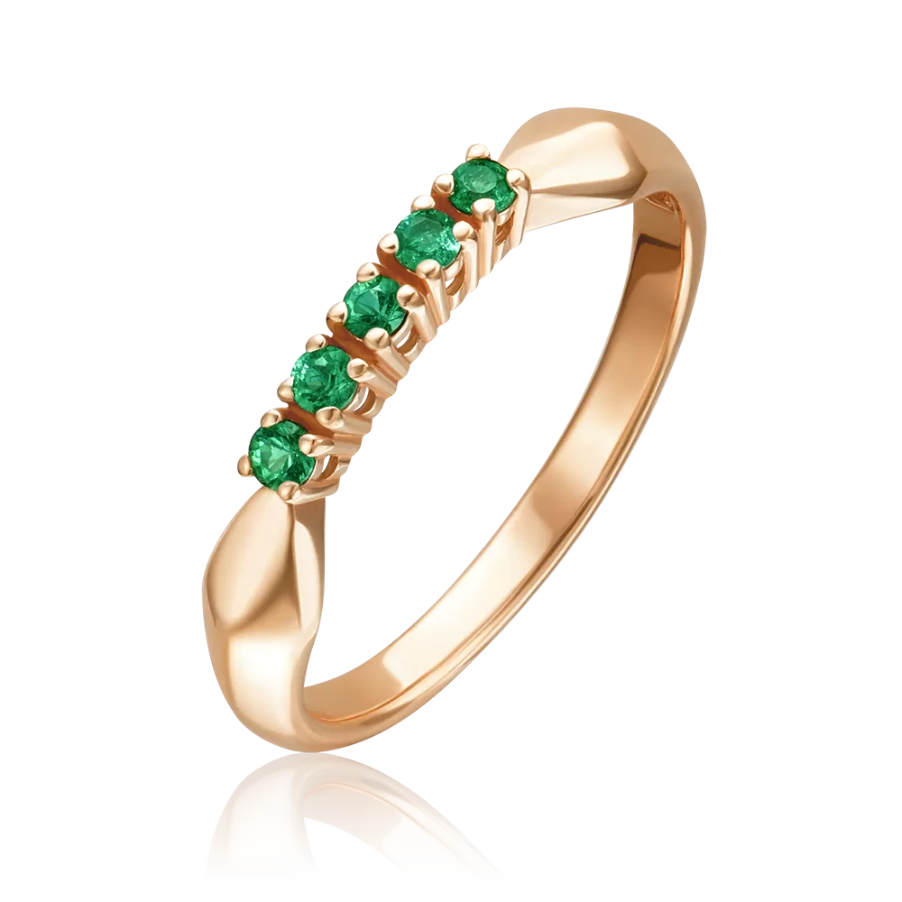 Кольцо из красного золота с изумрудами 01-0281-00-103-1110-30