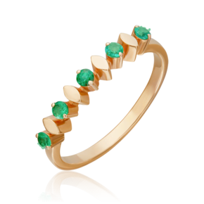 Кольцо из красного золота с изумрудами