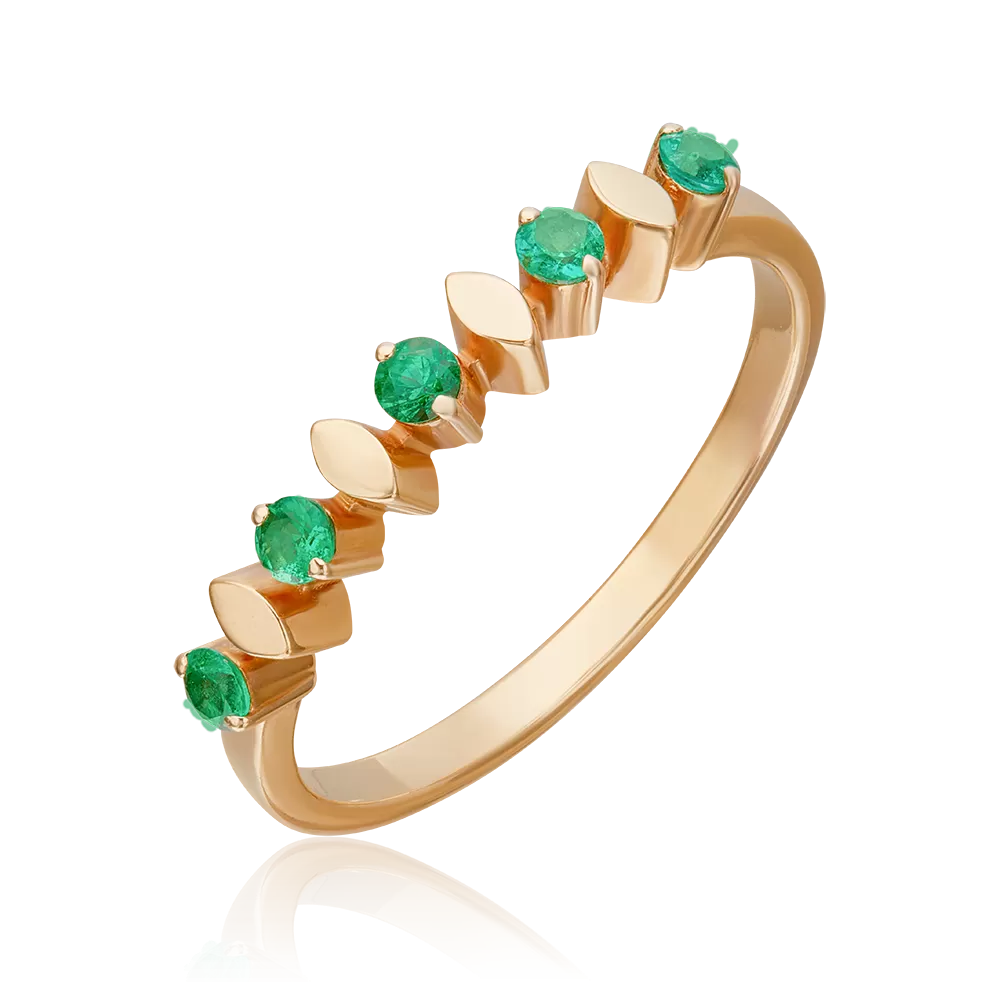 Кольцо из красного золота с изумрудами 01-0287-00-103-1110-30