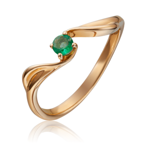 Кольцо из красного золота с изумрудом 01-0295-00-103-1110-30