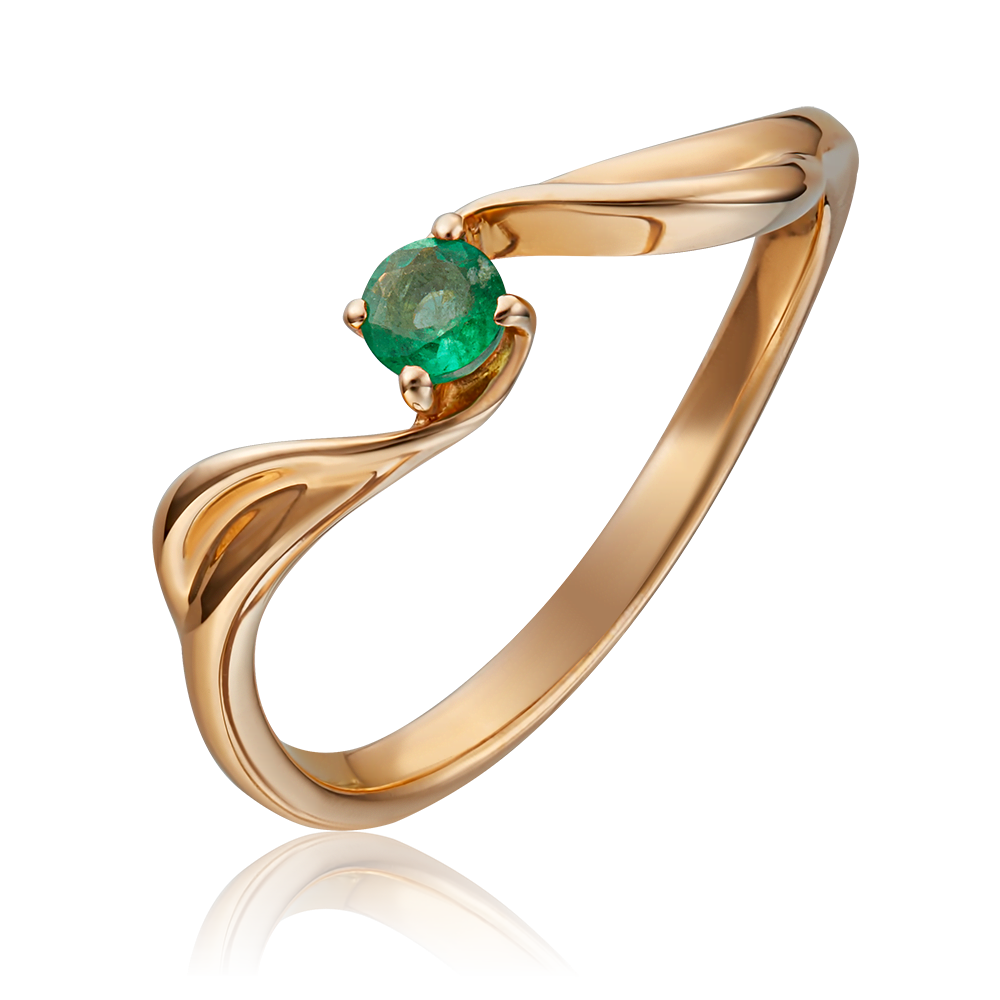 Кольцо из красного золота с изумрудом 01-0295-00-103-1110-30