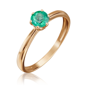 Кольцо из красного золота с изумрудом