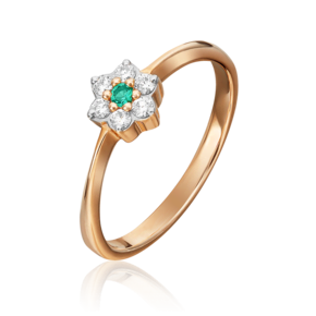 Кольцо из красного золота с бриллиантами и изумрудом 01-0313-00-106-1110-30