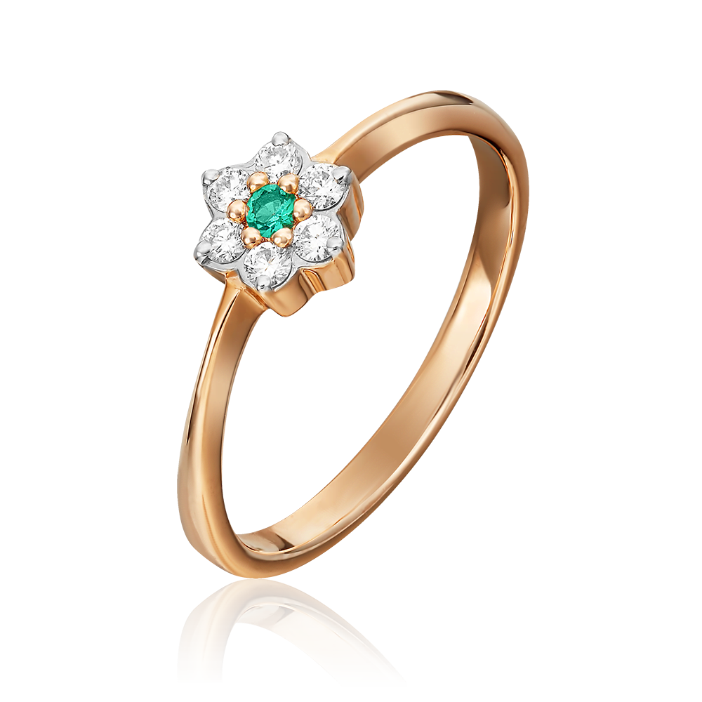 Кольцо из красного золота с бриллиантами и изумрудом 01-0313-00-106-1110-30