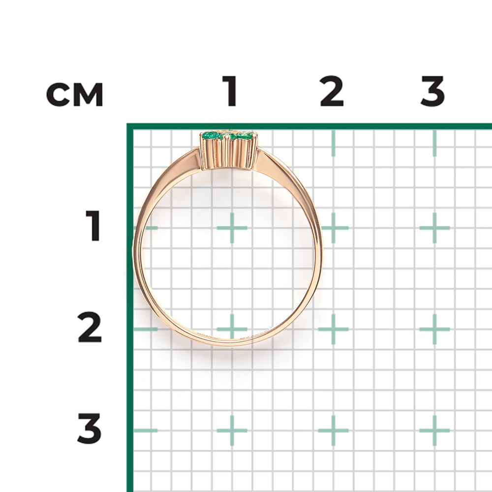 Кольцо из красного золота с бриллиантом и изумрудами 01-0315-00-106-1110-30