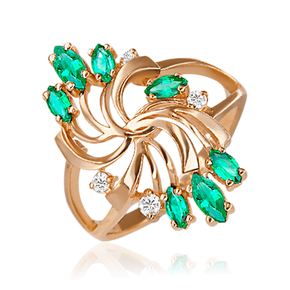 Кольцо из красного золота с изумрудами и бриллиантами 01-0317-00-106-1110-30