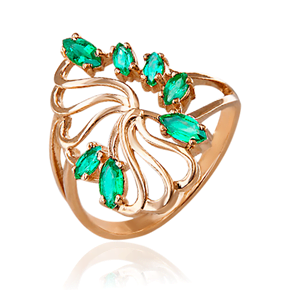 Кольцо из красного золота с изумрудами 01-0318-00-103-1110-30
