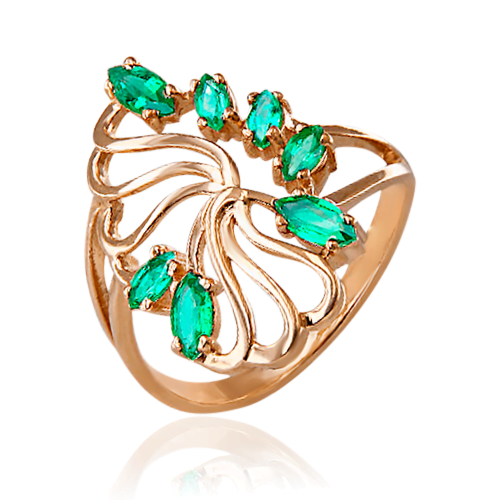 Кольцо из красного золота с изумрудами 01-0318-00-103-1110-30