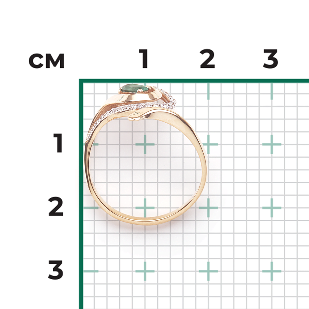 Кольцо из красного золота с изумрудом и бриллиантами 01-0321-00-106-1110-30