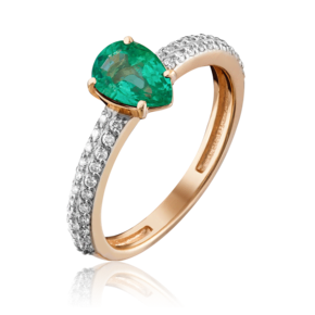 Кольцо из красного золота с изумрудом и бриллиантами 01-0333-00-106-1110-30