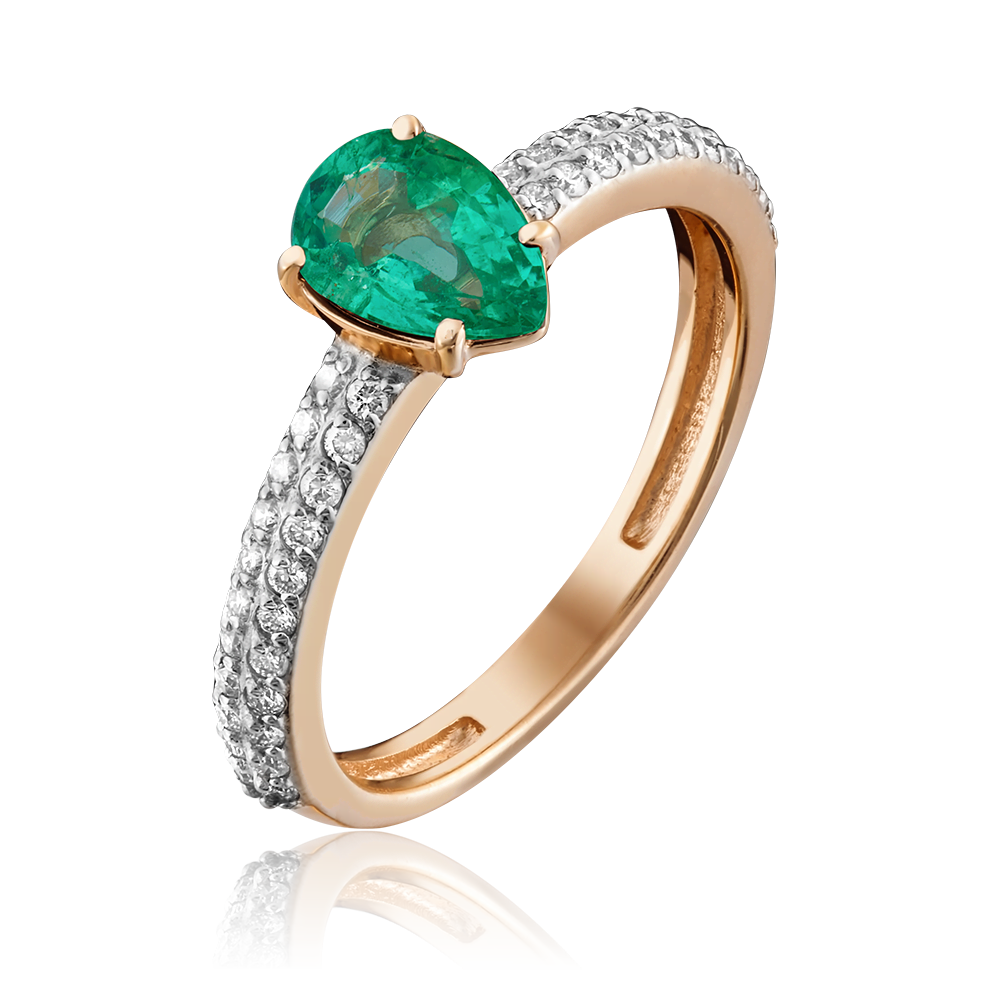 Кольцо из красного золота с изумрудом и бриллиантами 01-0333-00-106-1110-30