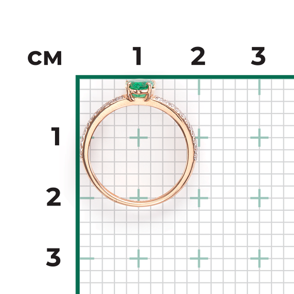 Кольцо из красного золота с изумрудом и бриллиантами 01-0333-00-106-1110-30