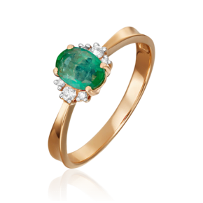 Кольцо из красного золота с изумрудом и бриллиантами 01-0343-00-106-1110-30