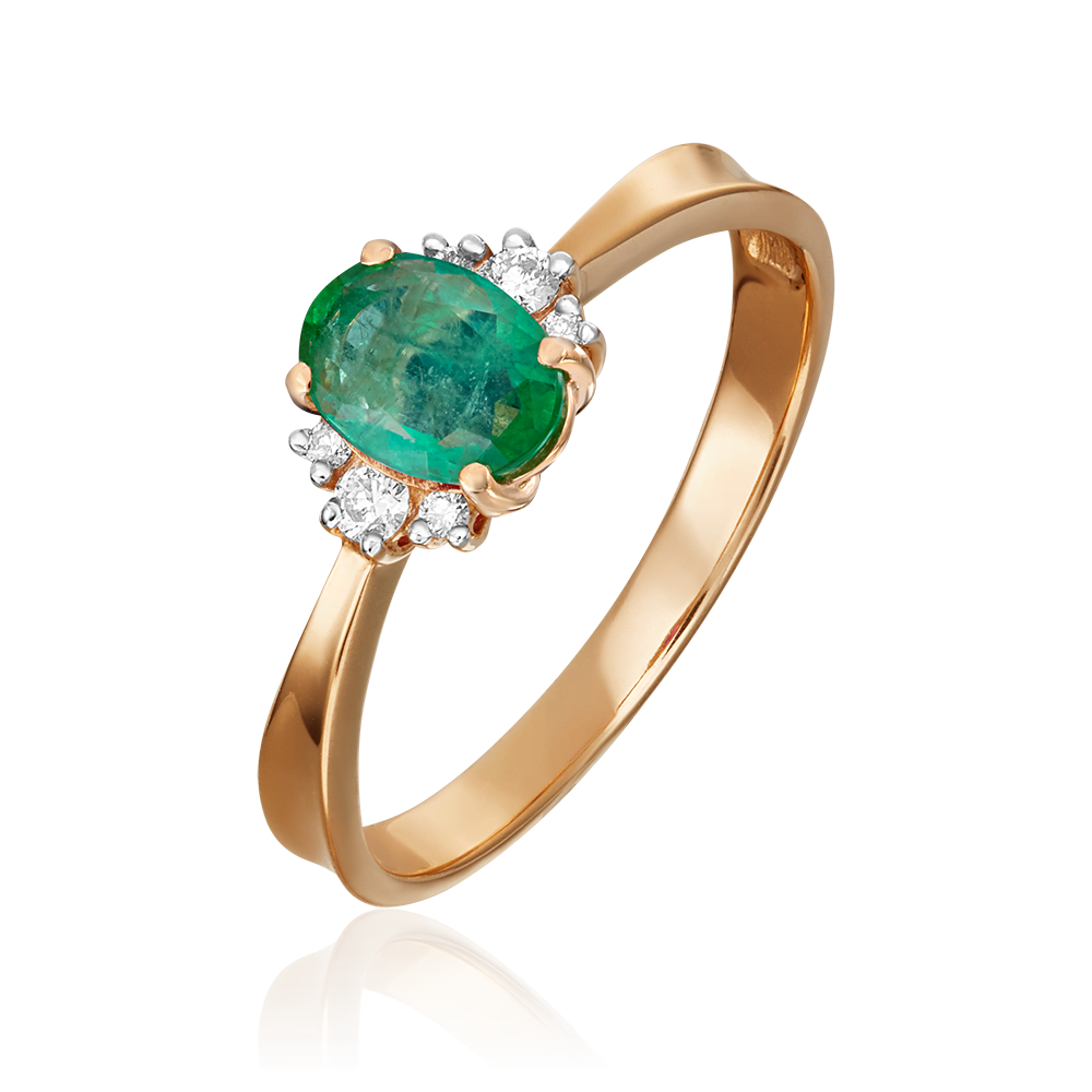 Кольцо из красного золота с изумрудом и бриллиантами 01-0343-00-106-1110-30