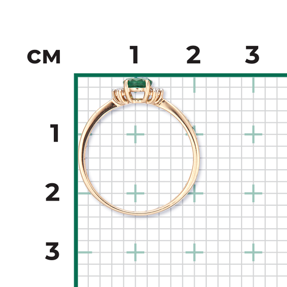 Кольцо из красного золота с изумрудом и бриллиантами 01-0343-00-106-1110-30
