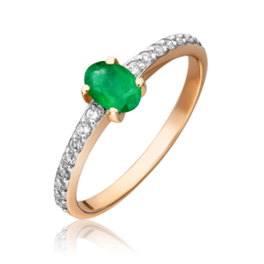 Кольцо из красного золота с изумрудом и бриллиантами 01-0357-00-106-1110-30